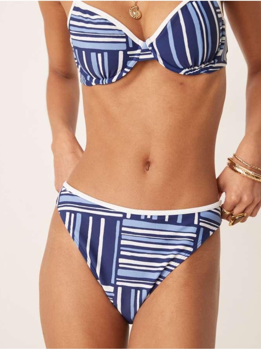 Abercrombie & Fitch Navy and White Geometric Bikini